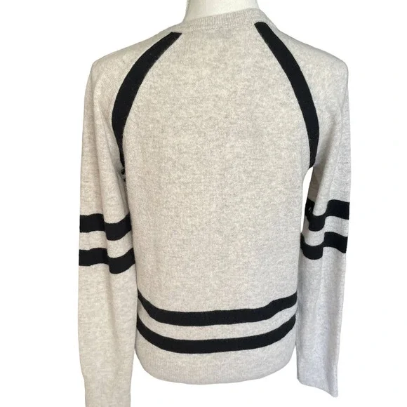 Equipment Femme Womens CASHMERE Striped Sweater Long Sleeve Size S/P CREAM - Picture 2 of 6